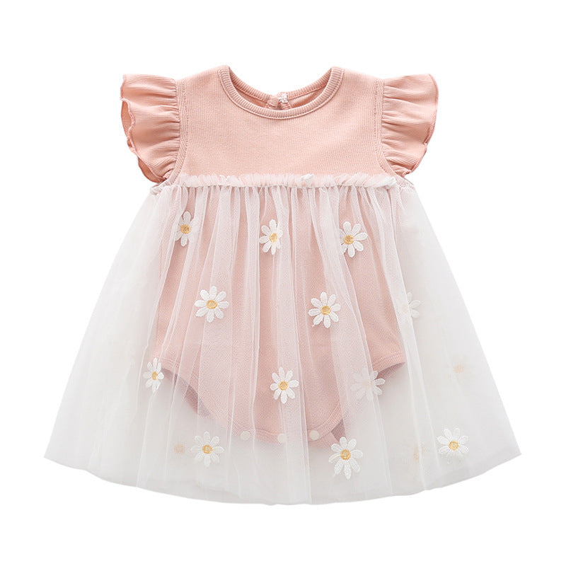 Baby Bag Fart Skirt Small Daisy Mesh Stitching Dress