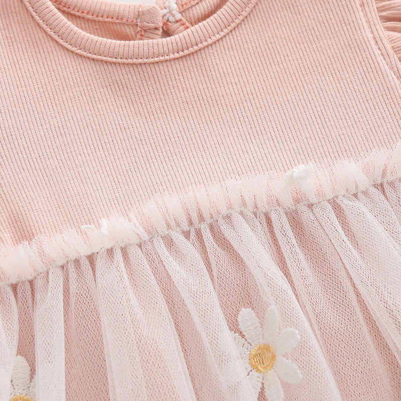 Baby Bag Fart Skirt Small Daisy Mesh Stitching Dress