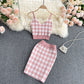 Top Short Knit V Fairy Sweet Child College High Two-piece Suit