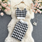 Top Short Knit V Fairy Sweet Child College High Two-piece Suit