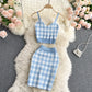 Top Short Knit V Fairy Sweet Child College High Two-piece Suit