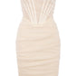 Perspective Stitching Tube Top Slim Slimming Bandage Mesh Dress