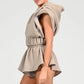 Ensemble short et sweat à capuche amples à manches chauve-souris et épaulettes