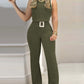 New Solid Color Sleeveless Tight-fitting Trousers-belted