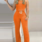 New Solid Color Sleeveless Tight-fitting Trousers-belted