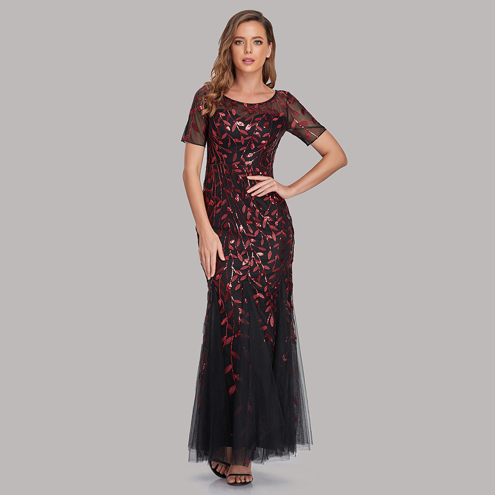 Robe d'été et d'automne pour femmes européennes et belles, robe de soirée à paillettes