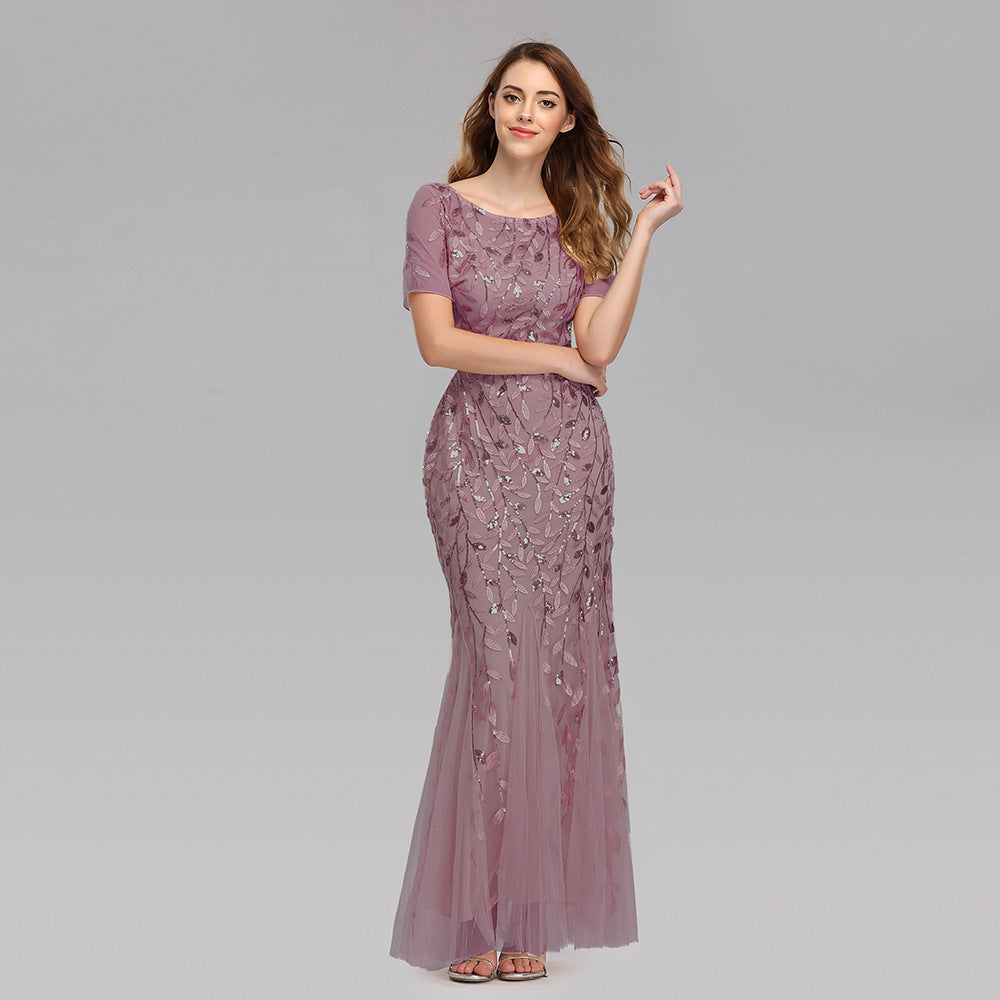 Robe d'été et d'automne pour femmes européennes et belles, robe de soirée à paillettes