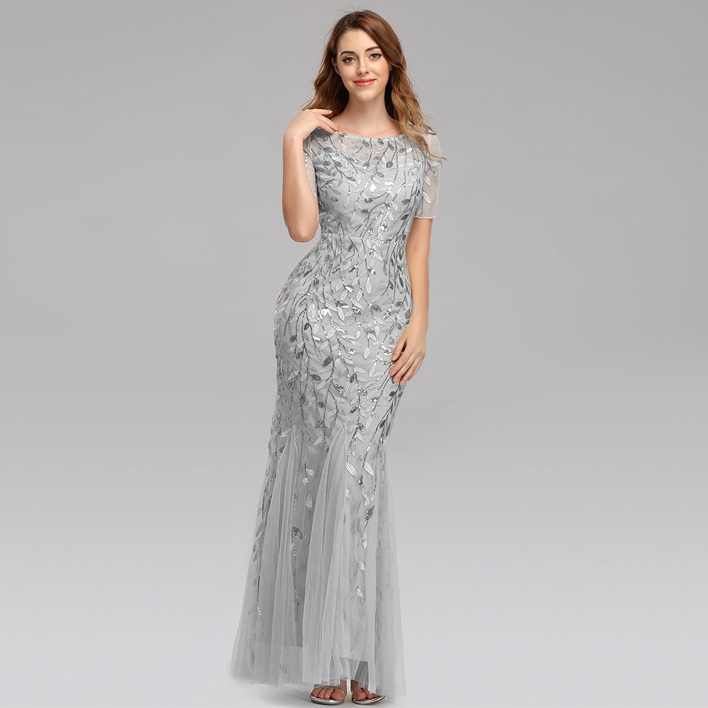 Robe d'été et d'automne pour femmes européennes et belles, robe de soirée à paillettes