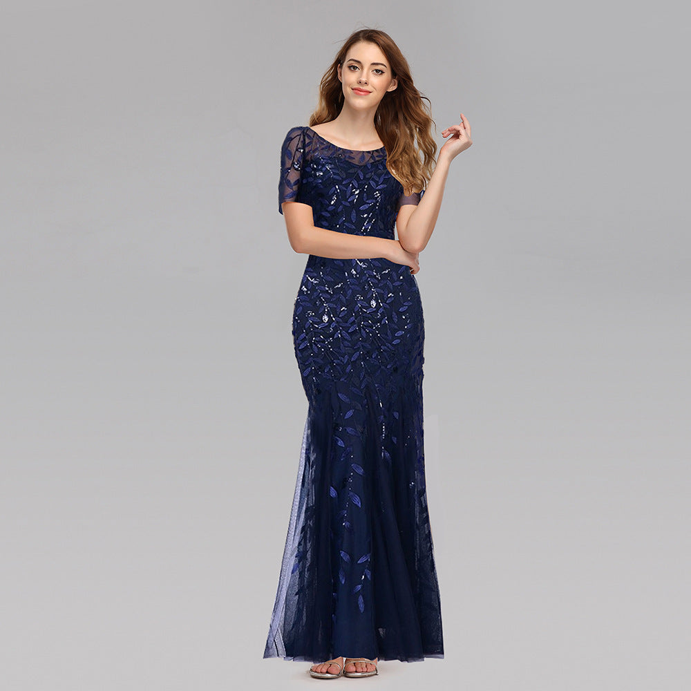 Robe d'été et d'automne pour femmes européennes et belles, robe de soirée à paillettes