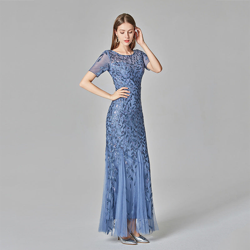 Robe d'été et d'automne pour femmes européennes et belles, robe de soirée à paillettes
