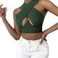 Hollow Hanging Neck Halter Back Exposed Umbilical Plastic Waist Breast Enhancement Small Sling