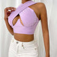 Hollow Hanging Neck Halter Back Exposed Umbilical Plastic Waist Breast Enhancement Small Sling