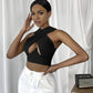 Hollow Hanging Neck Halter Back Exposed Umbilical Plastic Waist Breast Enhancement Small Sling