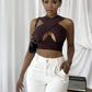 Hollow Hanging Neck Halter Back Exposed Umbilical Plastic Waist Breast Enhancement Small Sling