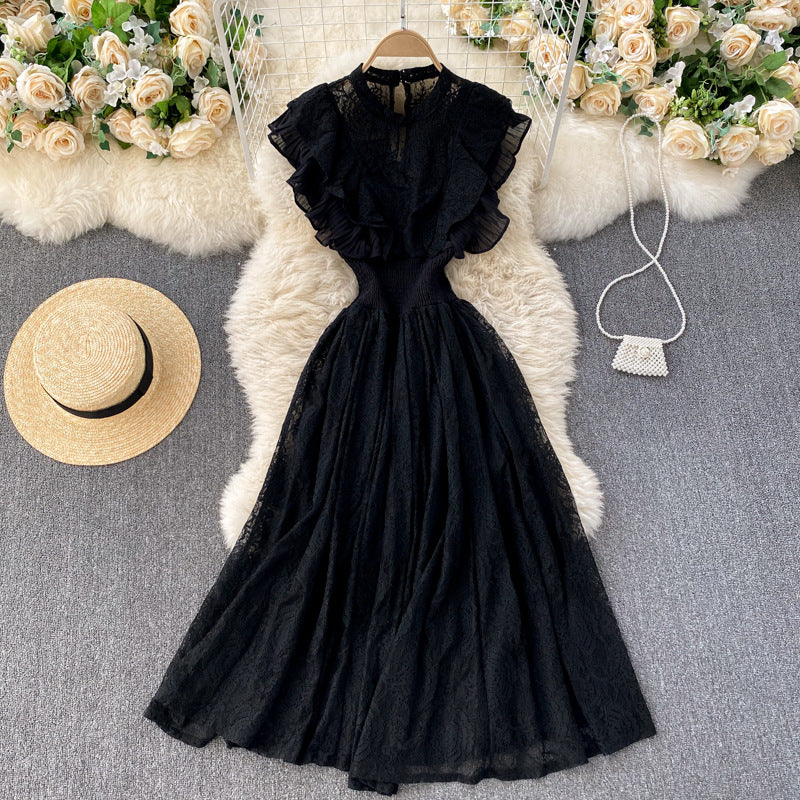 Pleated Ruffled Waist, Thin Lace Dress, Spring Dress