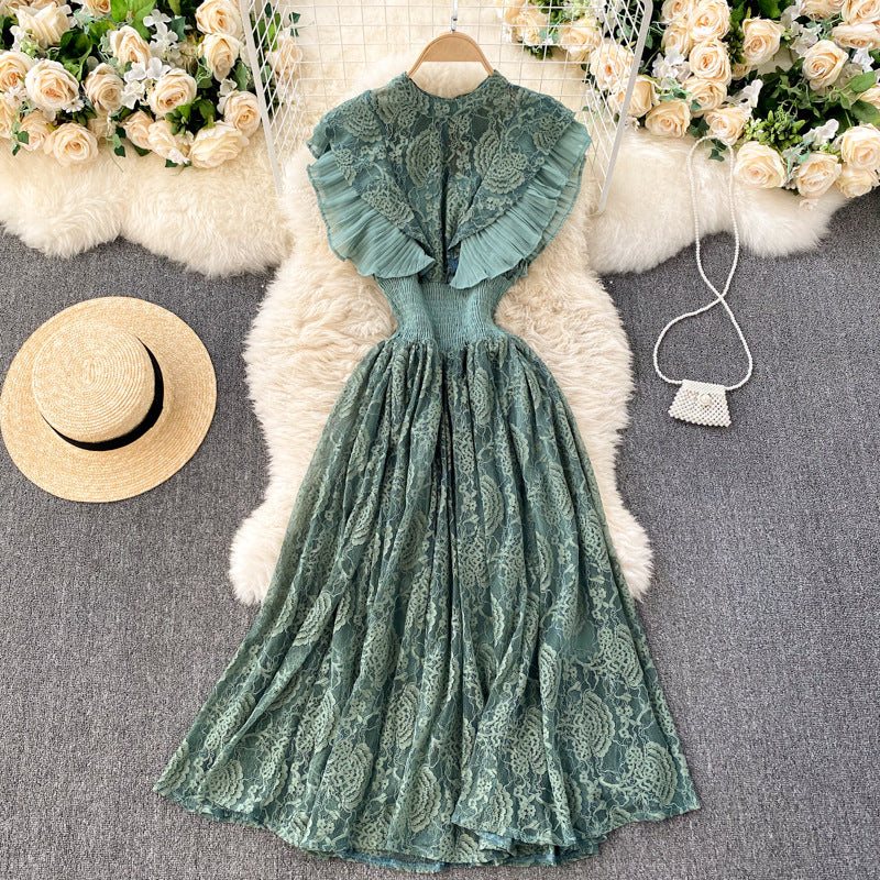 Pleated Ruffled Waist, Thin Lace Dress, Spring Dress