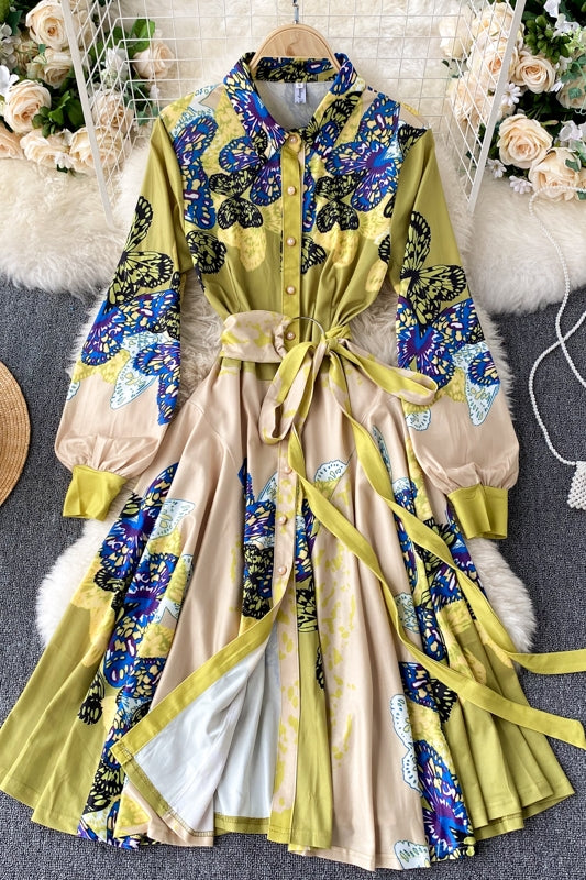 Waist Slimming Niche Printed Dress Women