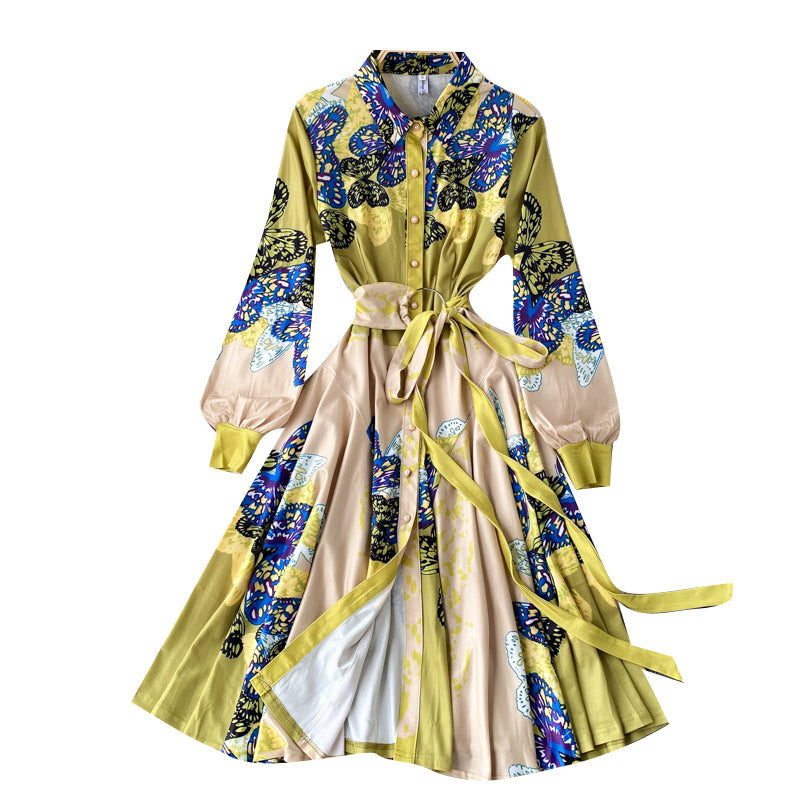 Waist Slimming Niche Printed Dress Women