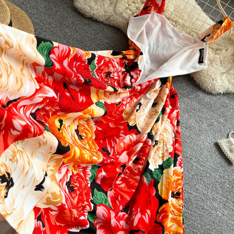 Full Garden Spring Retro Printed Sling Skirt