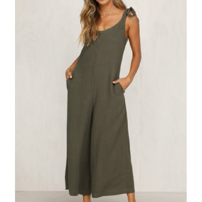 V-neck loose jumpsuit