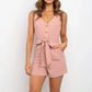 Combinaison bustier à col en V avec ceinture boutonnée 