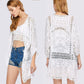 Hollow Chain Link Flower Mid-length Lace Outer Cardigan
