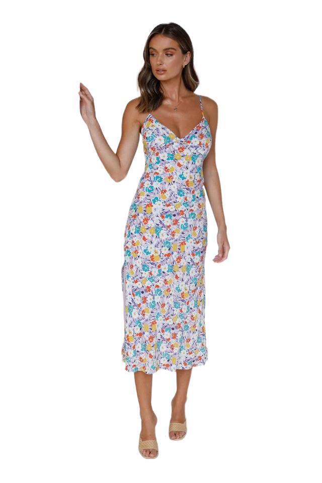Summer Women's Sling Sleeveless V-Neck Digital Printed Dress