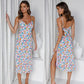 Summer Women's Sling Sleeveless V-Neck Digital Printed Dress