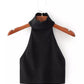 Cropped Knit Backless Tank