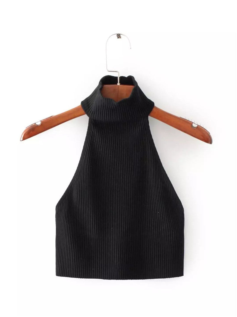 Cropped Knit Backless Tank