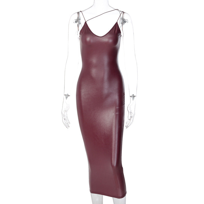 Leather suspender dress