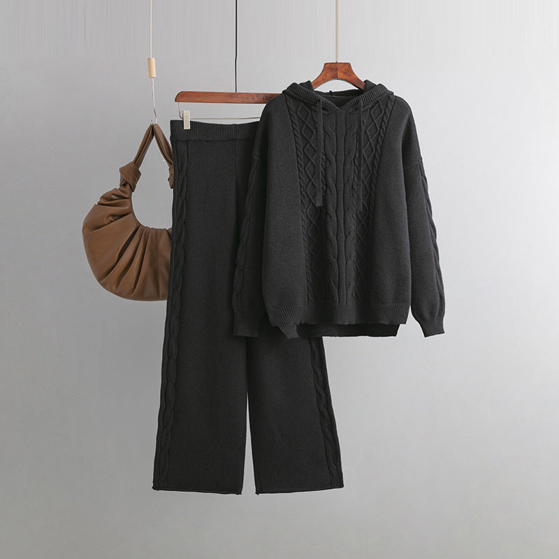 Draping Wide-leg Trousers Twist Two-piece Suit Fashion