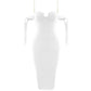 Robe bandage blanche sans manches à fines bretelles