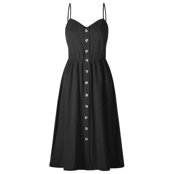 Suspender Button Pocket Halter Dress