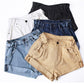 Short en jean taille haute pour femme, taille élastique, revers à la taille, pantalon à jambes larges, short ample, nouvelle version coréenne rétro