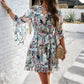 European And American Leisure Simple Style Floral Lace-up Skirt Dress