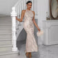 European And American Style Women's Wear Sequins Dress Round Neck Off-shoulder Backless