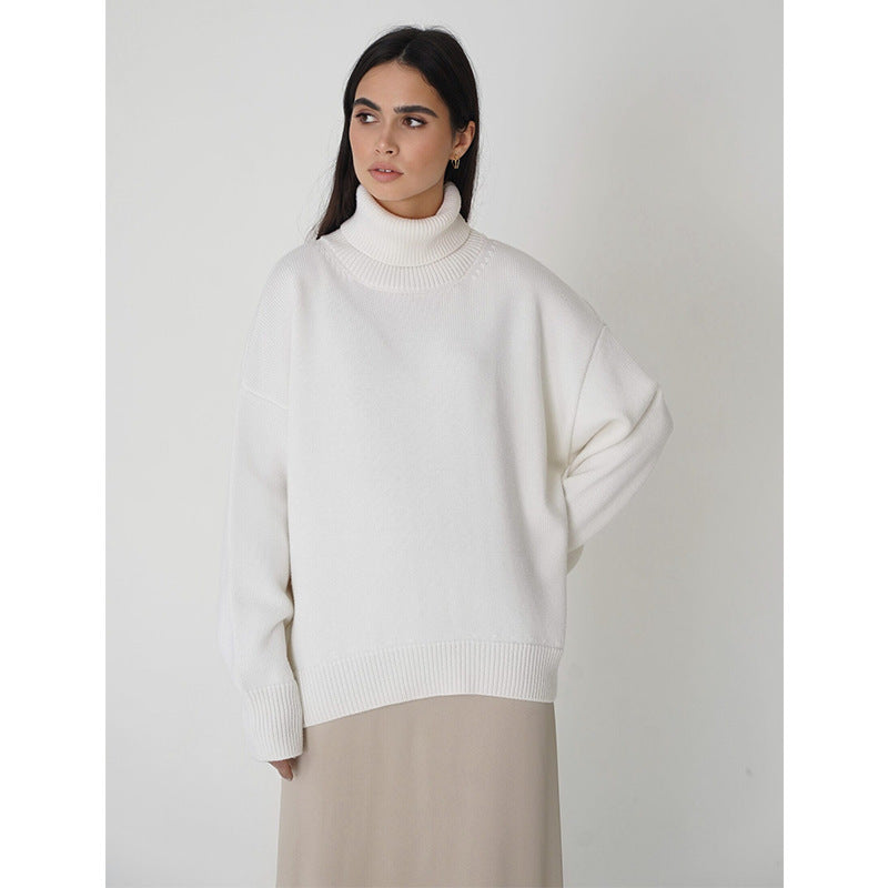 Pull à col roulé uni tendance pour femme