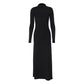 Long Sleeve High Neck Backless Dress
