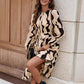 Fashion Elegant Tied Printed Midi Skirt Dress