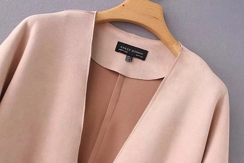Suede Kimono Lace Up Jacket