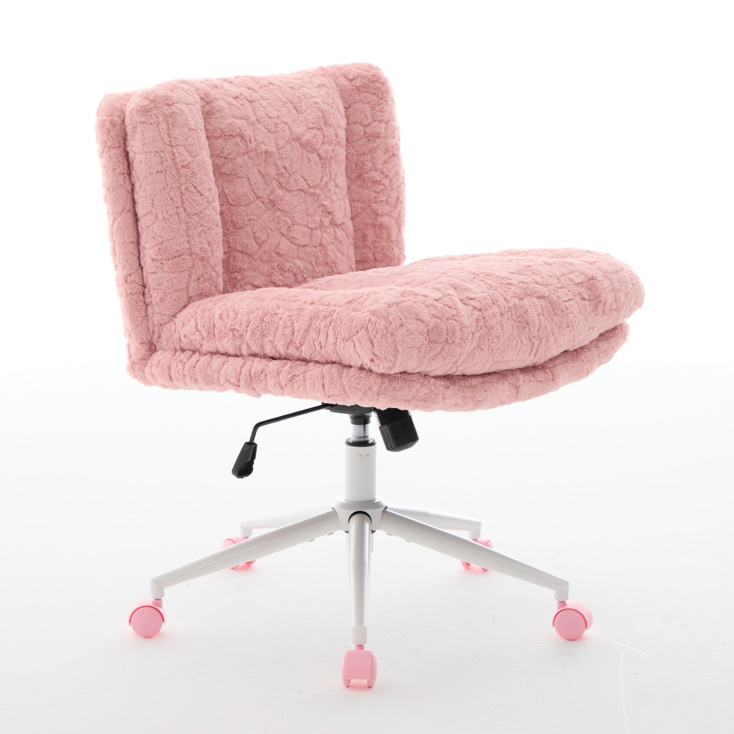W26.4 Inch Wider Seat Office Chair,Artificial Rabbit Hair Home Office Chair With Metal Base,Adjustable Desk Chair Swivel Office Chair,Vanity Chair