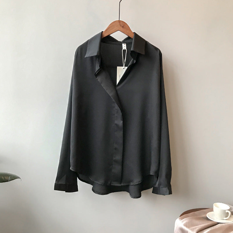 Loose satin shirt