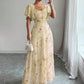 Lotus Sleeve Printed Slim Elegant Dress