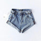 Short en jean taille haute pour femme, taille élastique, revers à la taille, pantalon à jambes larges, short ample, nouvelle version coréenne rétro