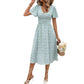 Summer Floral Puff-Sleeve V-Neck Dress
