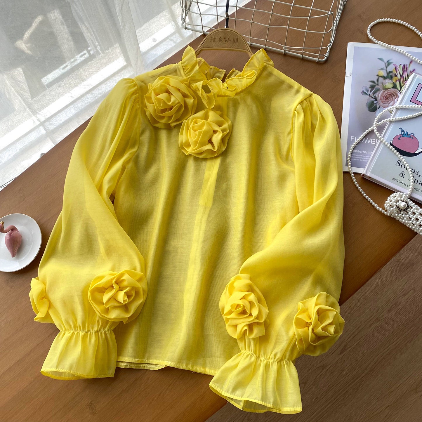 European And American Simple Lantern Sleeve Shirt Women