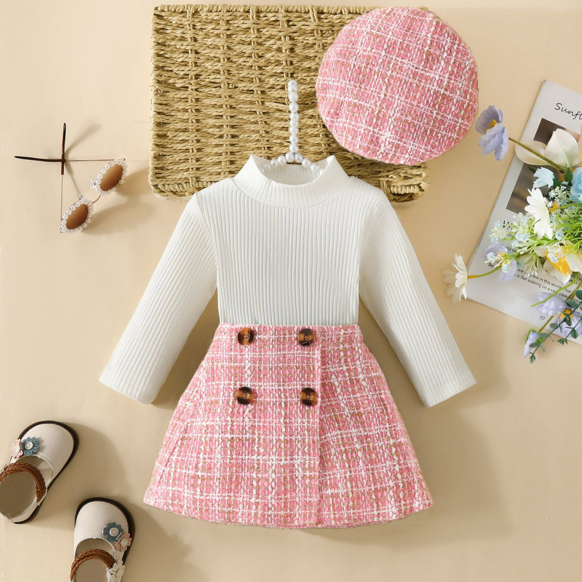 Ensemble jupe à manches longues pour petites filles