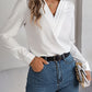 Fashion V-Neck Long Sleeve Shirt Elegant Commuter Solid Blouse Office Women's Clothing
