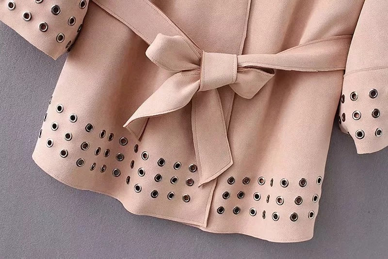 Suede Kimono Lace Up Jacket